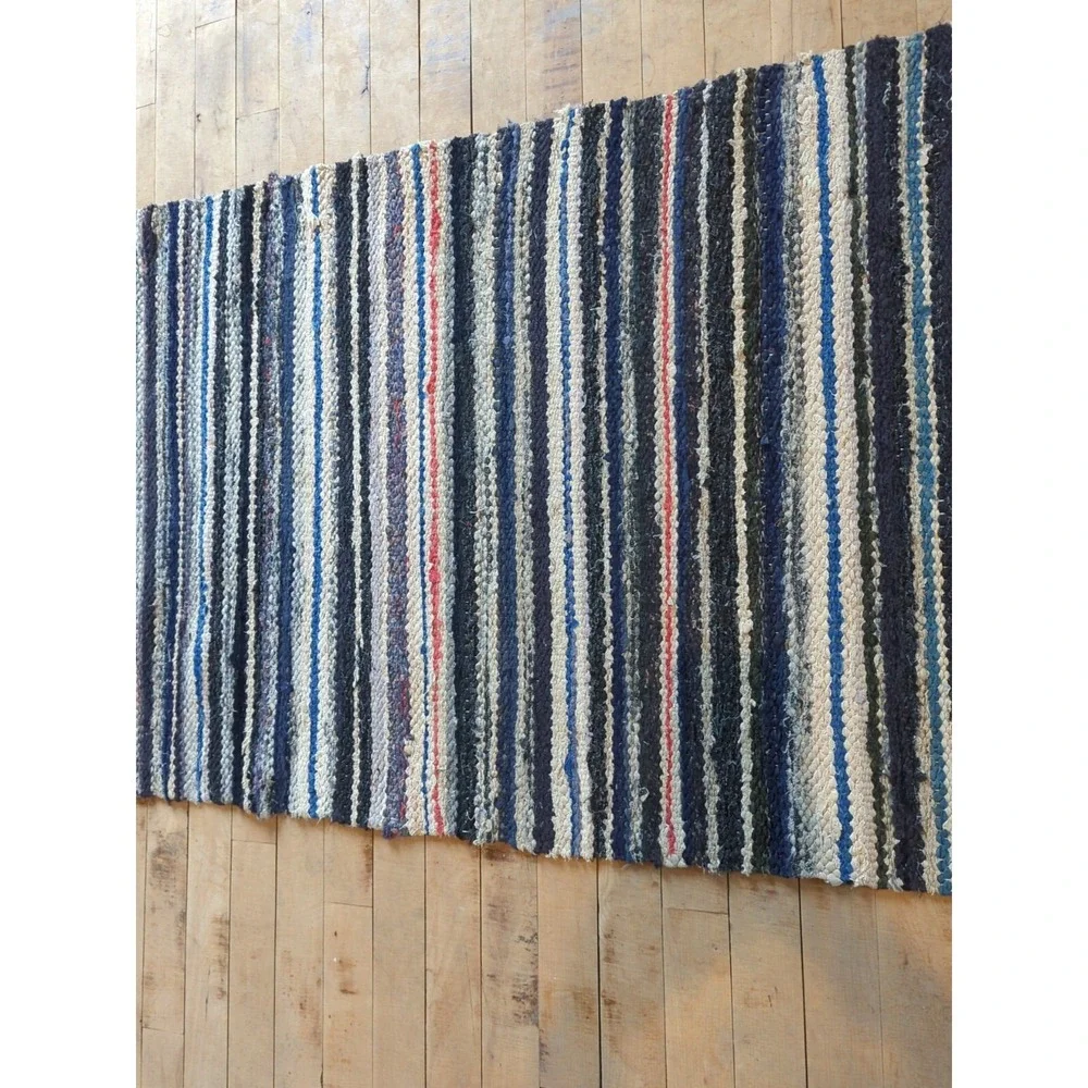 Antique Imported Swedish Hand‎ Made Rag Rug Runner (27.5